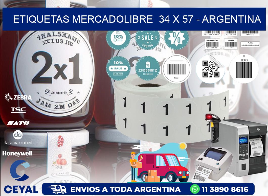 ETIQUETAS MERCADOLIBRE  34 x 57 - ARGENTINA