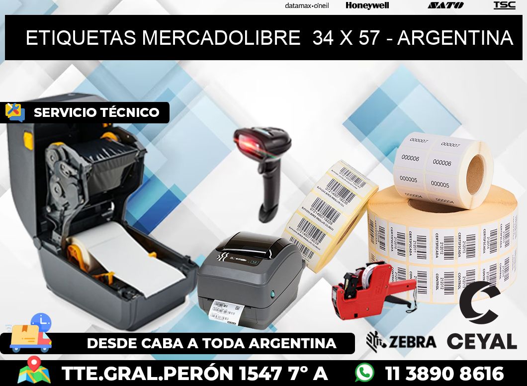 ETIQUETAS MERCADOLIBRE  34 x 57 - ARGENTINA