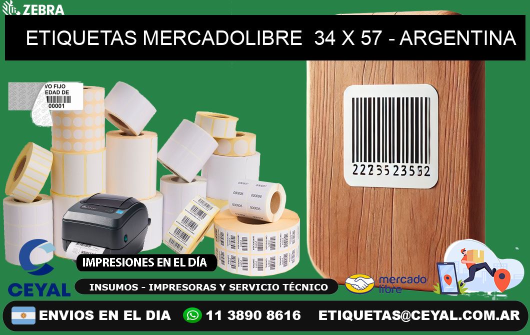 ETIQUETAS MERCADOLIBRE  34 x 57 - ARGENTINA