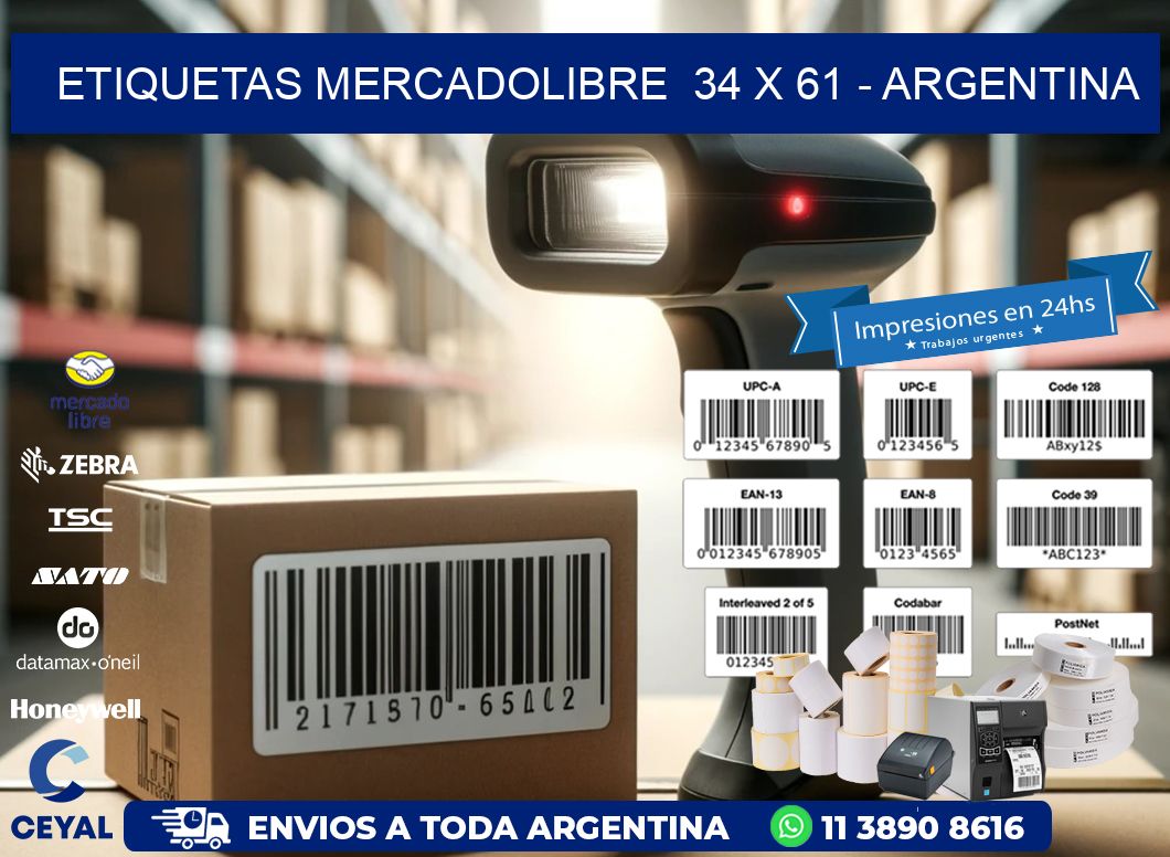 ETIQUETAS MERCADOLIBRE  34 x 61 - ARGENTINA