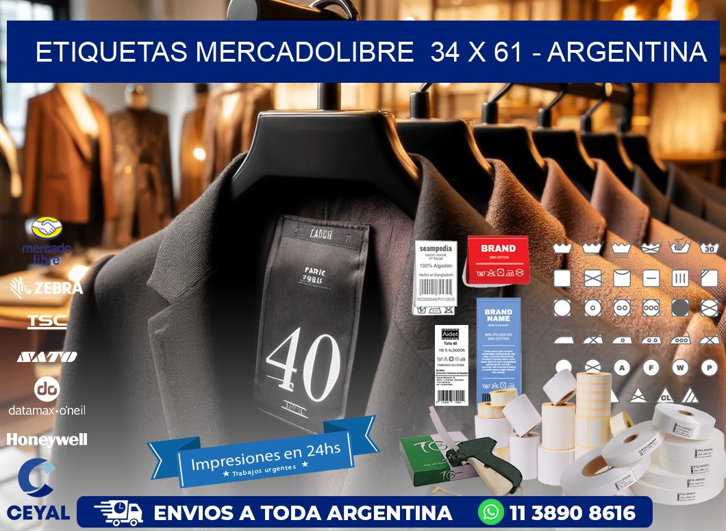 ETIQUETAS MERCADOLIBRE  34 x 61 - ARGENTINA