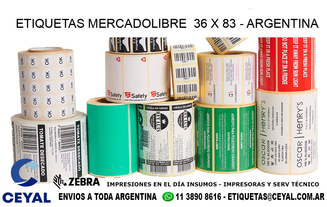 ETIQUETAS MERCADOLIBRE  36 x 83 - ARGENTINA