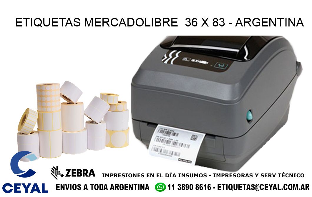 ETIQUETAS MERCADOLIBRE  36 x 83 - ARGENTINA