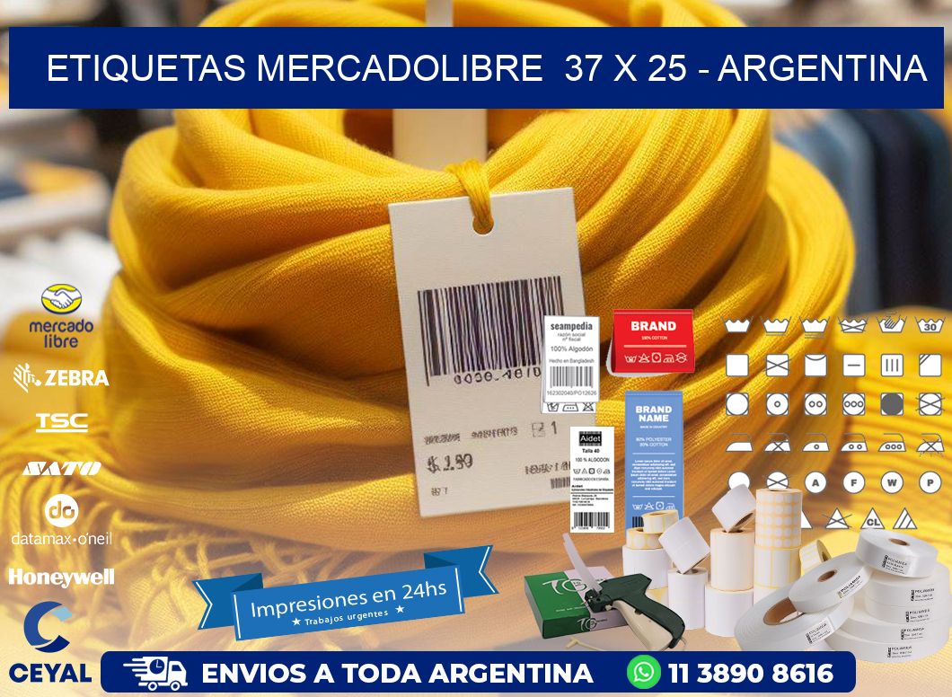 ETIQUETAS MERCADOLIBRE  37 x 25 - ARGENTINA