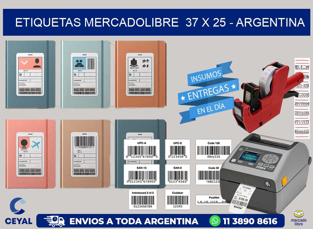 ETIQUETAS MERCADOLIBRE  37 x 25 - ARGENTINA