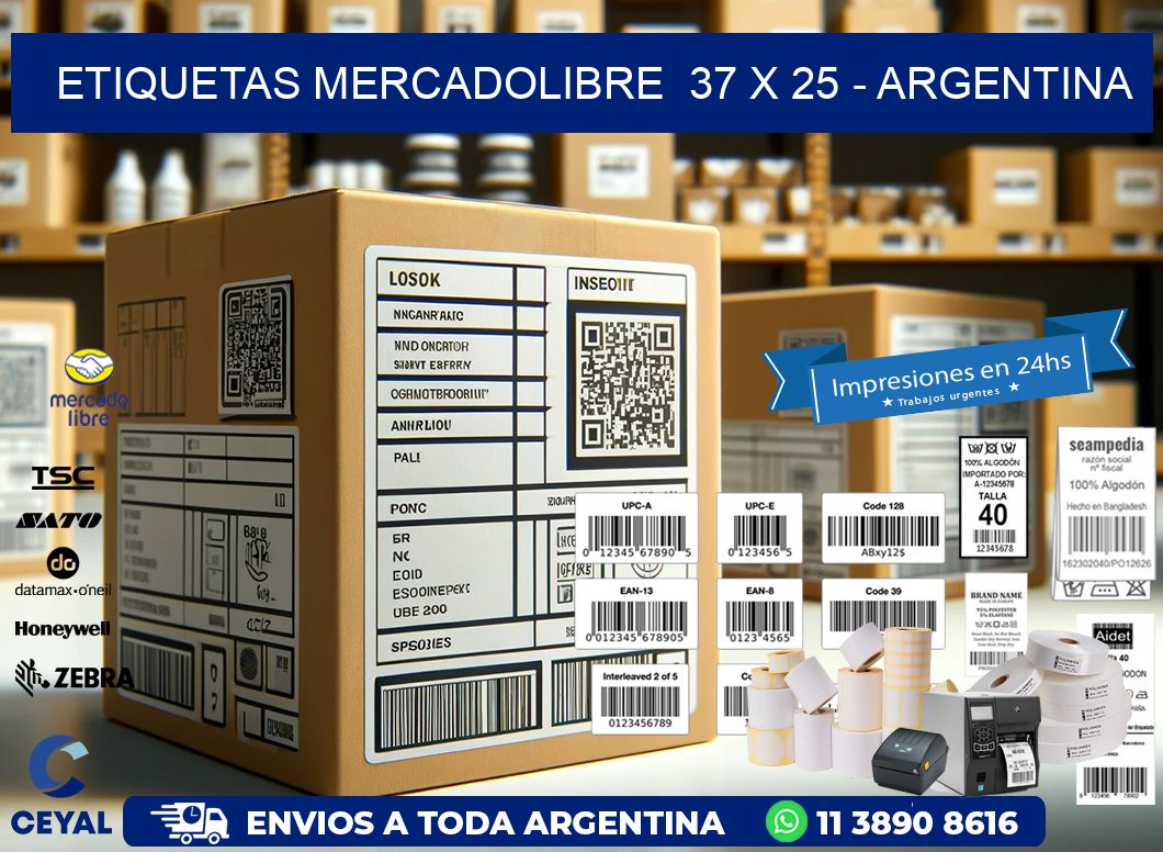 ETIQUETAS MERCADOLIBRE  37 x 25 – ARGENTINA