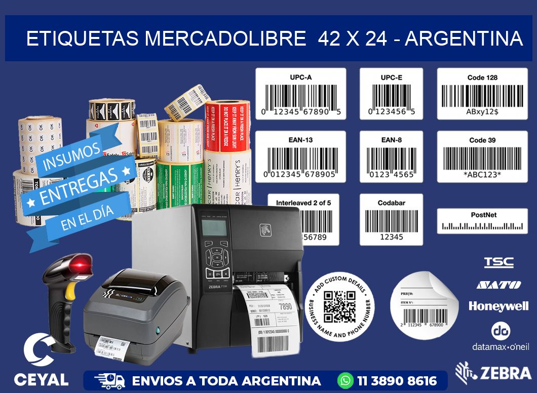 ETIQUETAS MERCADOLIBRE  42 x 24 - ARGENTINA