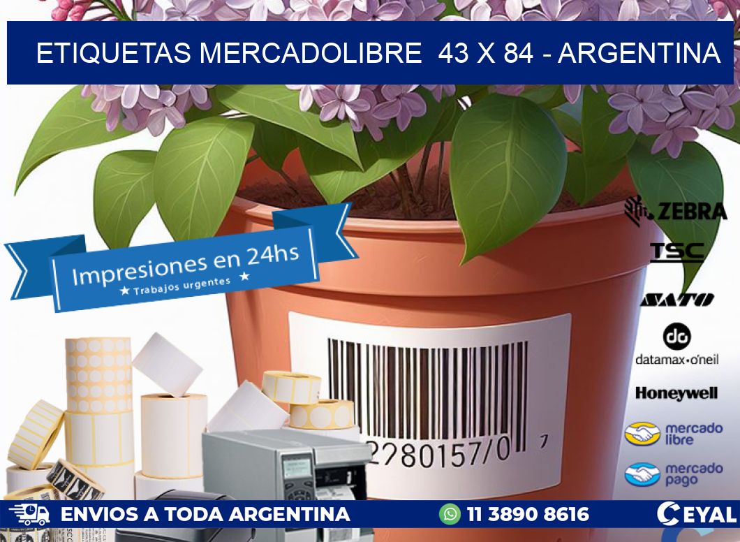 ETIQUETAS MERCADOLIBRE  43 x 84 - ARGENTINA