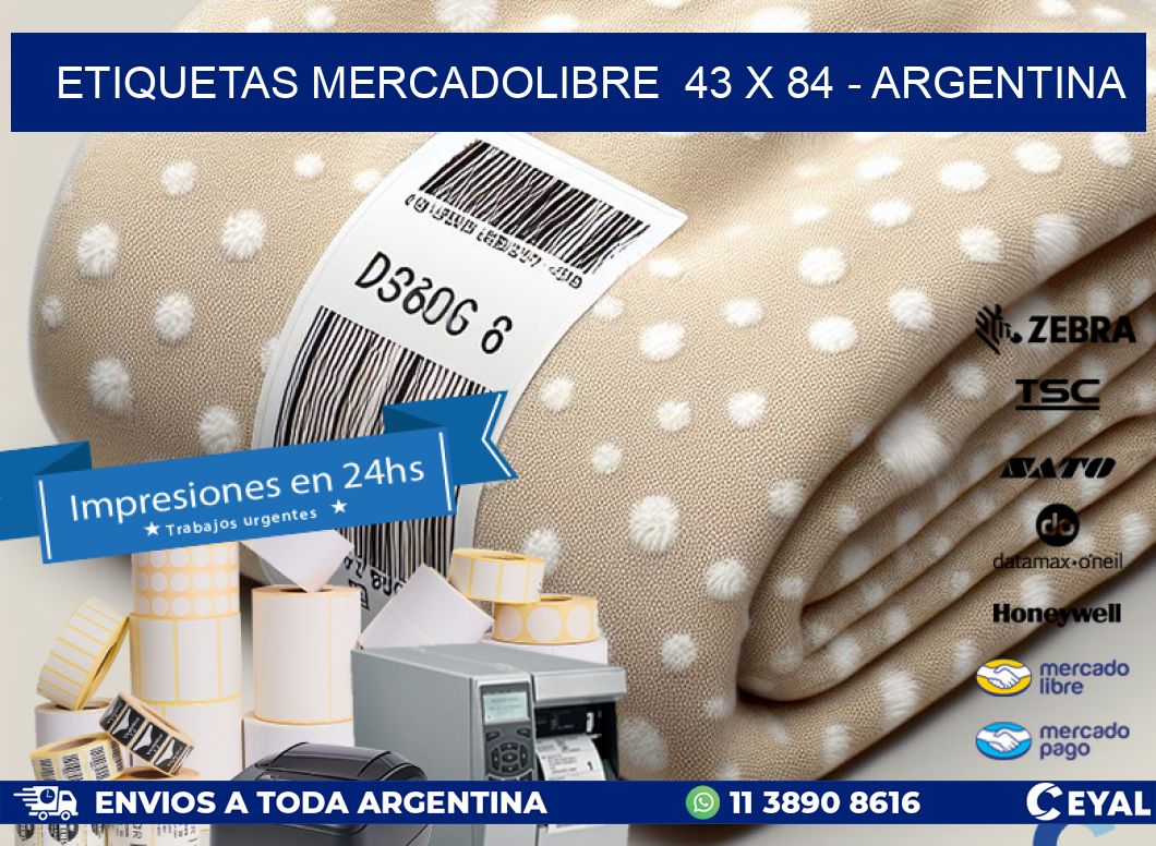 ETIQUETAS MERCADOLIBRE  43 x 84 - ARGENTINA