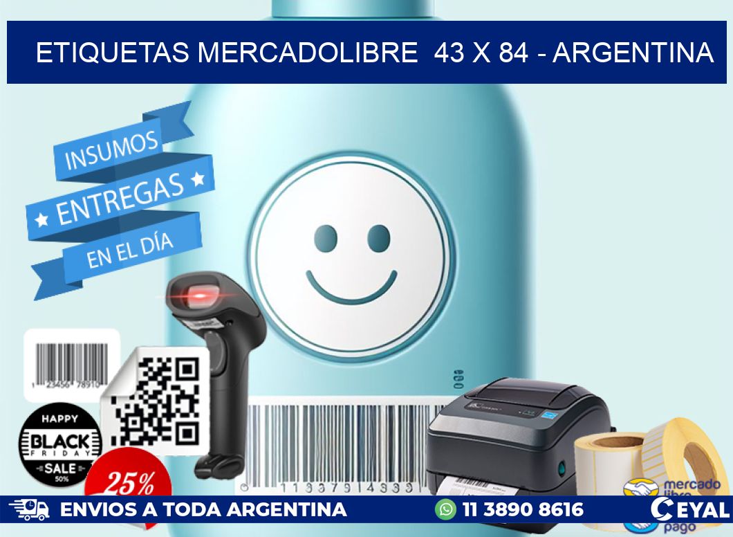 ETIQUETAS MERCADOLIBRE  43 x 84 - ARGENTINA