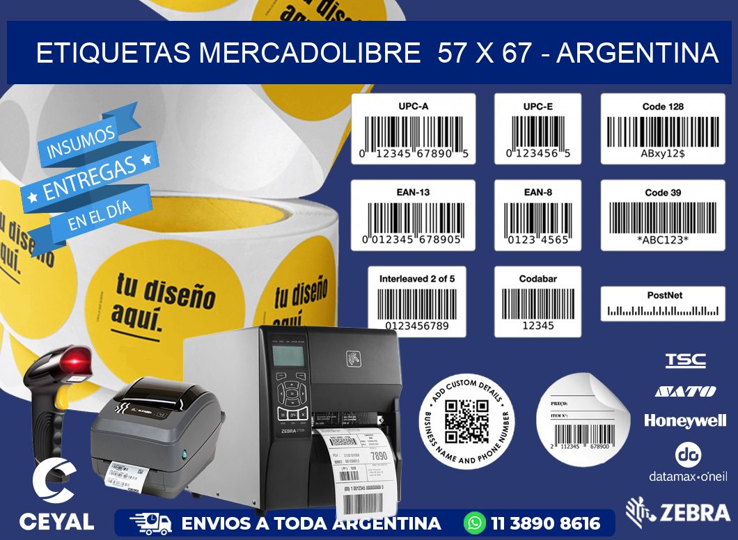 ETIQUETAS MERCADOLIBRE  57 x 67 - ARGENTINA