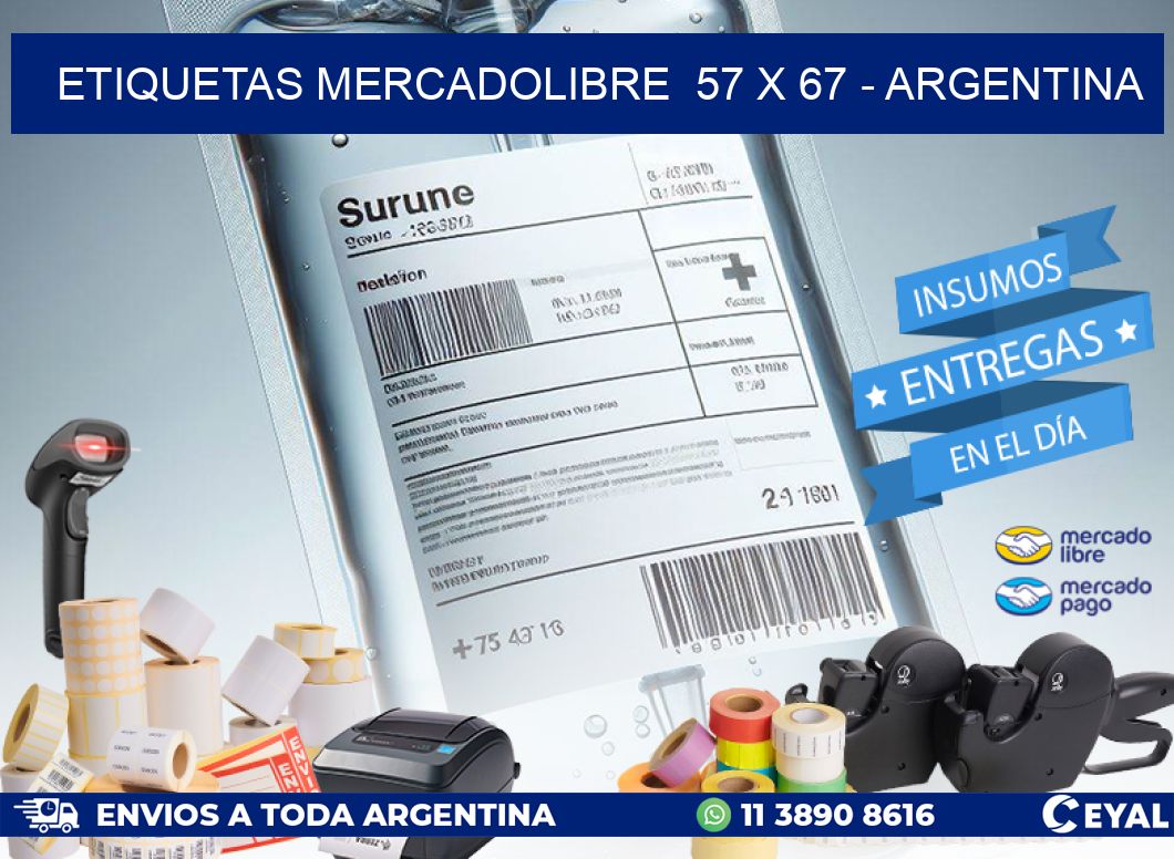 ETIQUETAS MERCADOLIBRE  57 x 67 - ARGENTINA