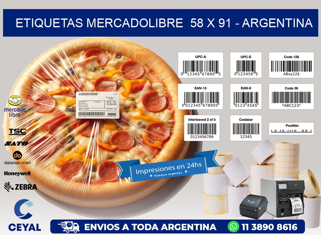 ETIQUETAS MERCADOLIBRE  58 x 91 - ARGENTINA