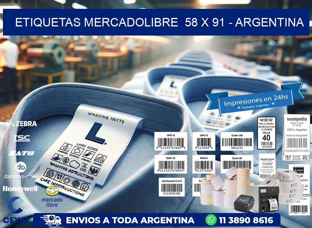 ETIQUETAS MERCADOLIBRE  58 x 91 - ARGENTINA