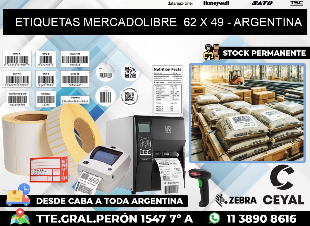 ETIQUETAS MERCADOLIBRE  62 x 49 – ARGENTINA