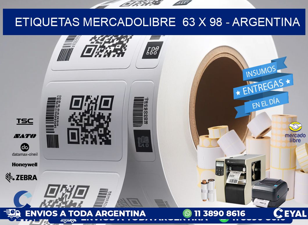 ETIQUETAS MERCADOLIBRE  63 x 98 - ARGENTINA