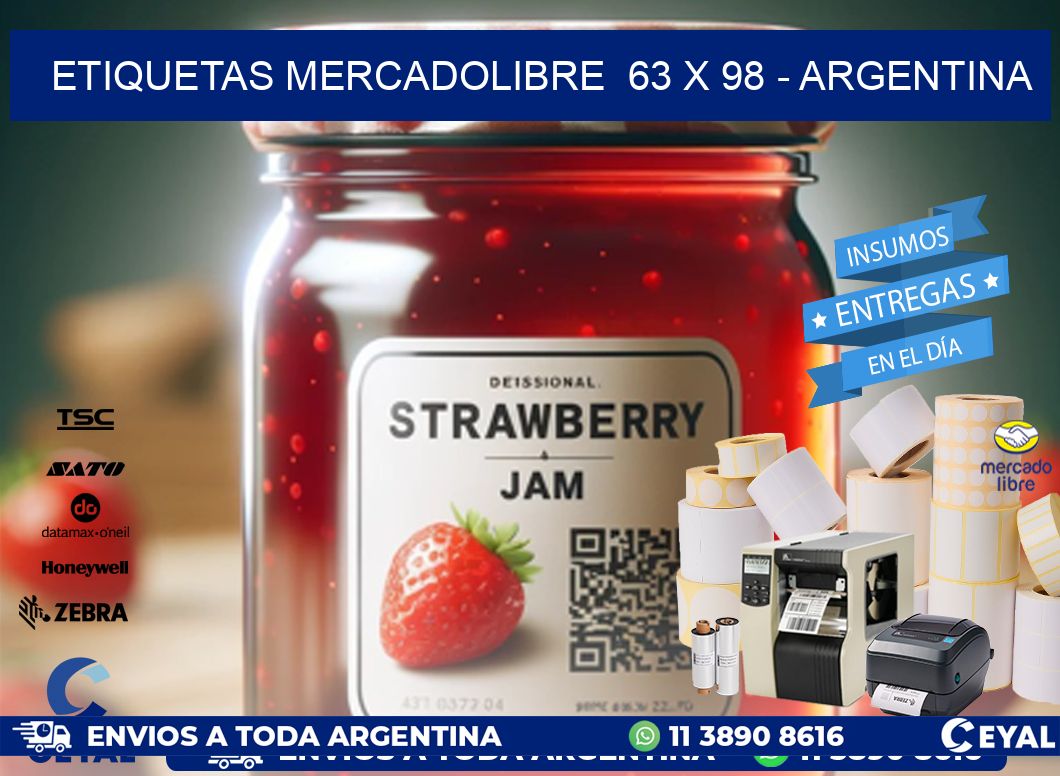 ETIQUETAS MERCADOLIBRE  63 x 98 - ARGENTINA