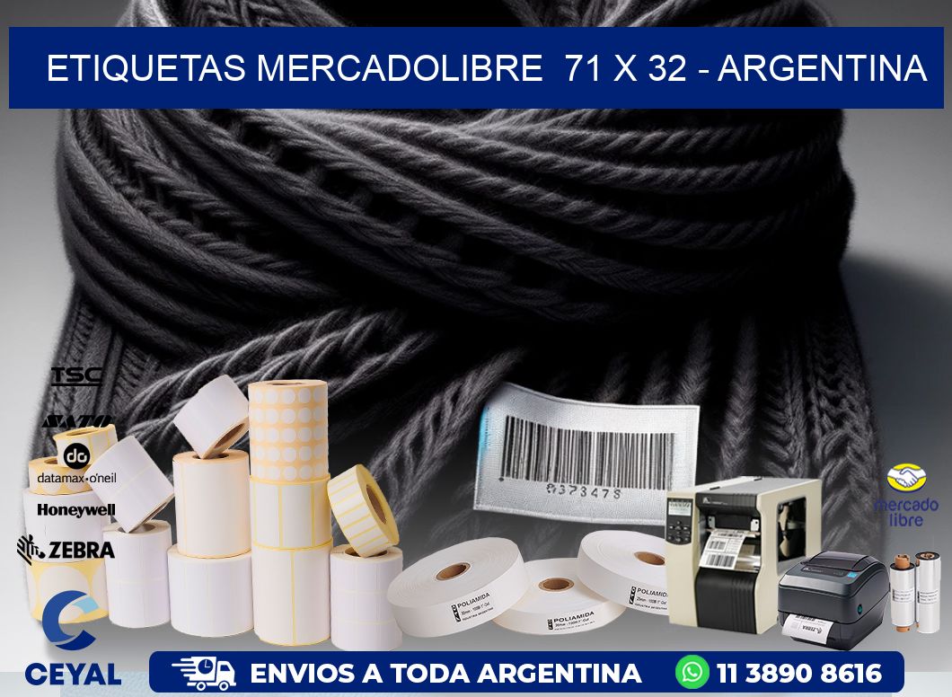 ETIQUETAS MERCADOLIBRE  71 x 32 - ARGENTINA