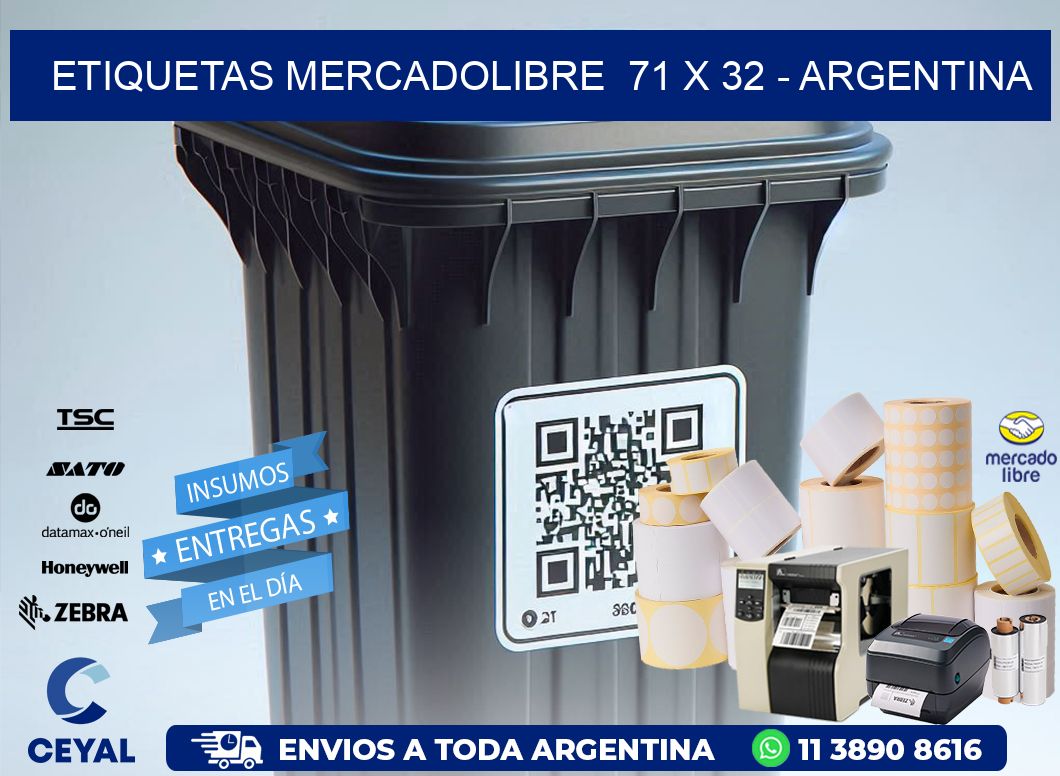 ETIQUETAS MERCADOLIBRE  71 x 32 - ARGENTINA