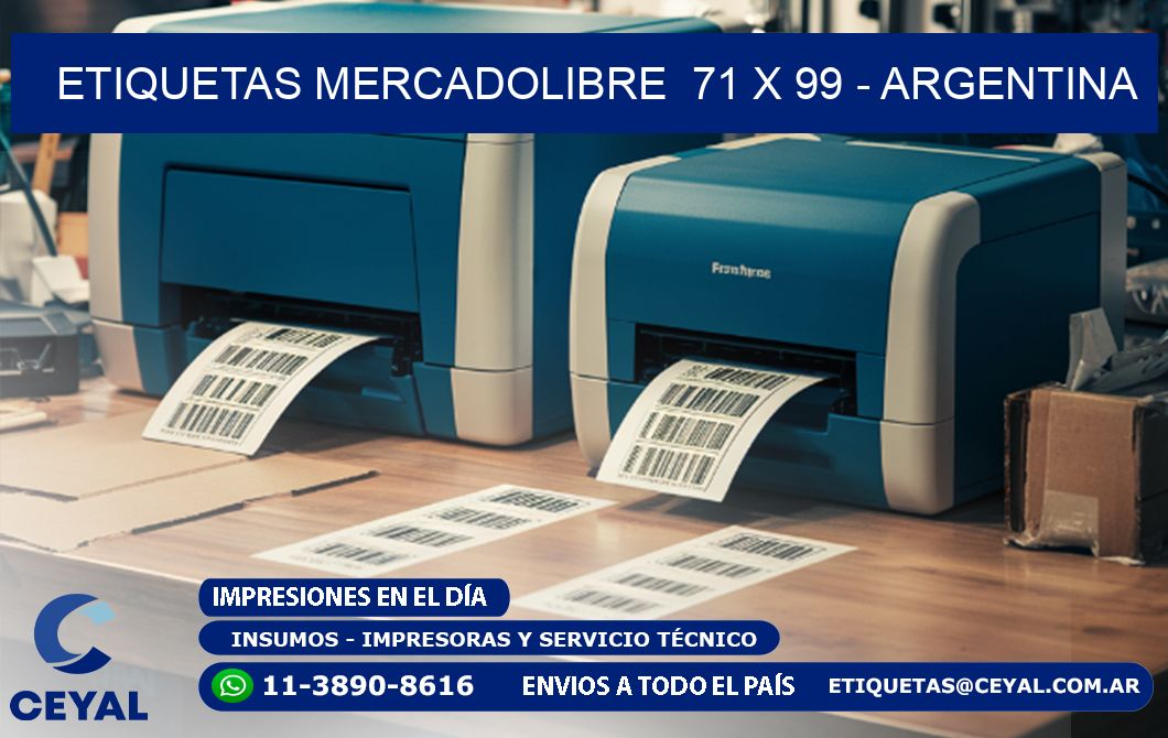 ETIQUETAS MERCADOLIBRE  71 x 99 - ARGENTINA