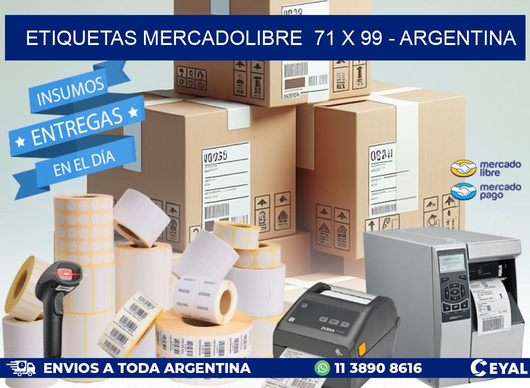 ETIQUETAS MERCADOLIBRE  71 x 99 - ARGENTINA