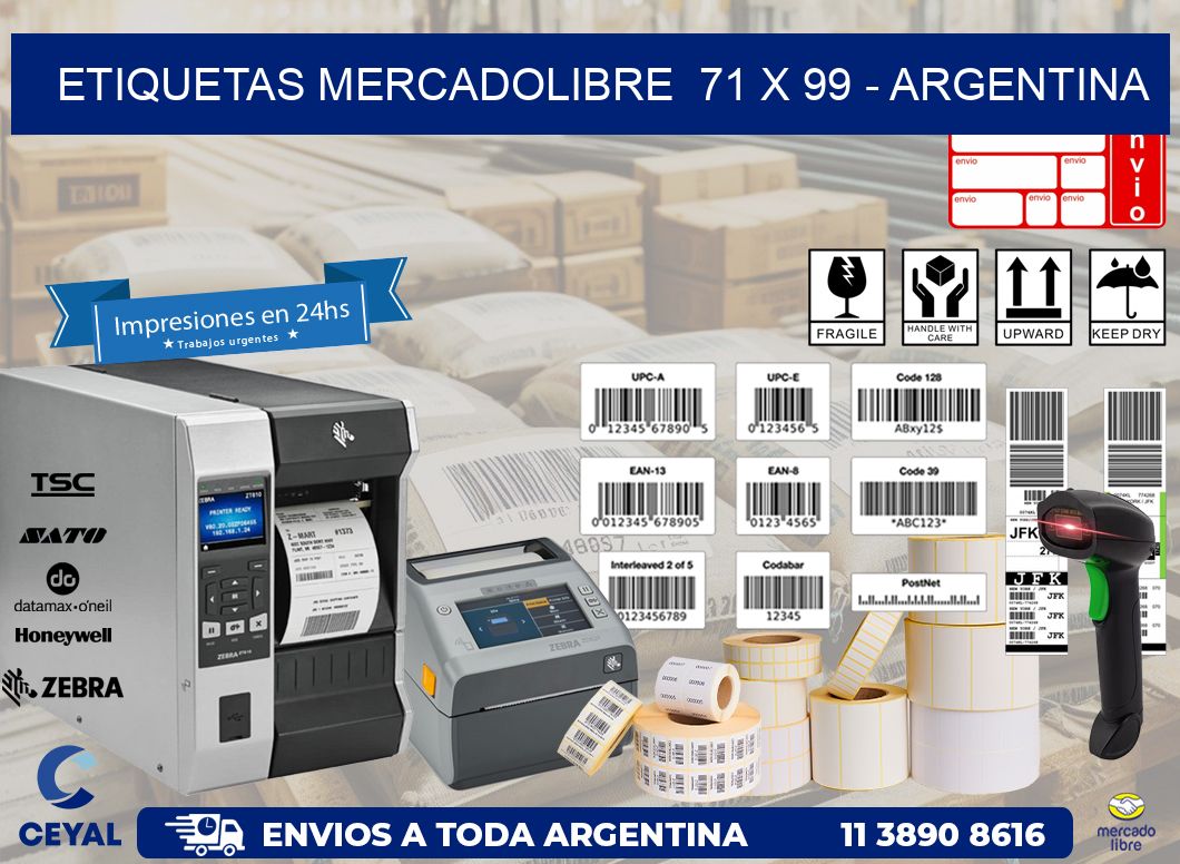 ETIQUETAS MERCADOLIBRE  71 x 99 - ARGENTINA