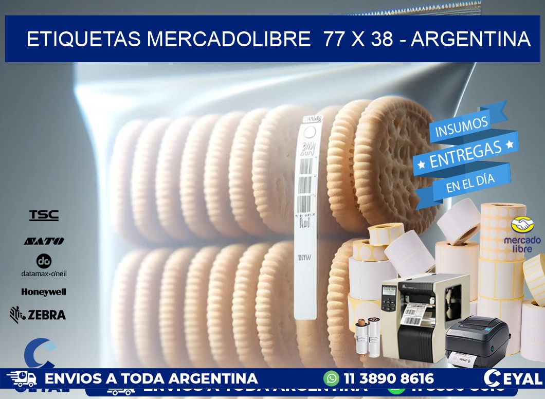 ETIQUETAS MERCADOLIBRE  77 x 38 - ARGENTINA