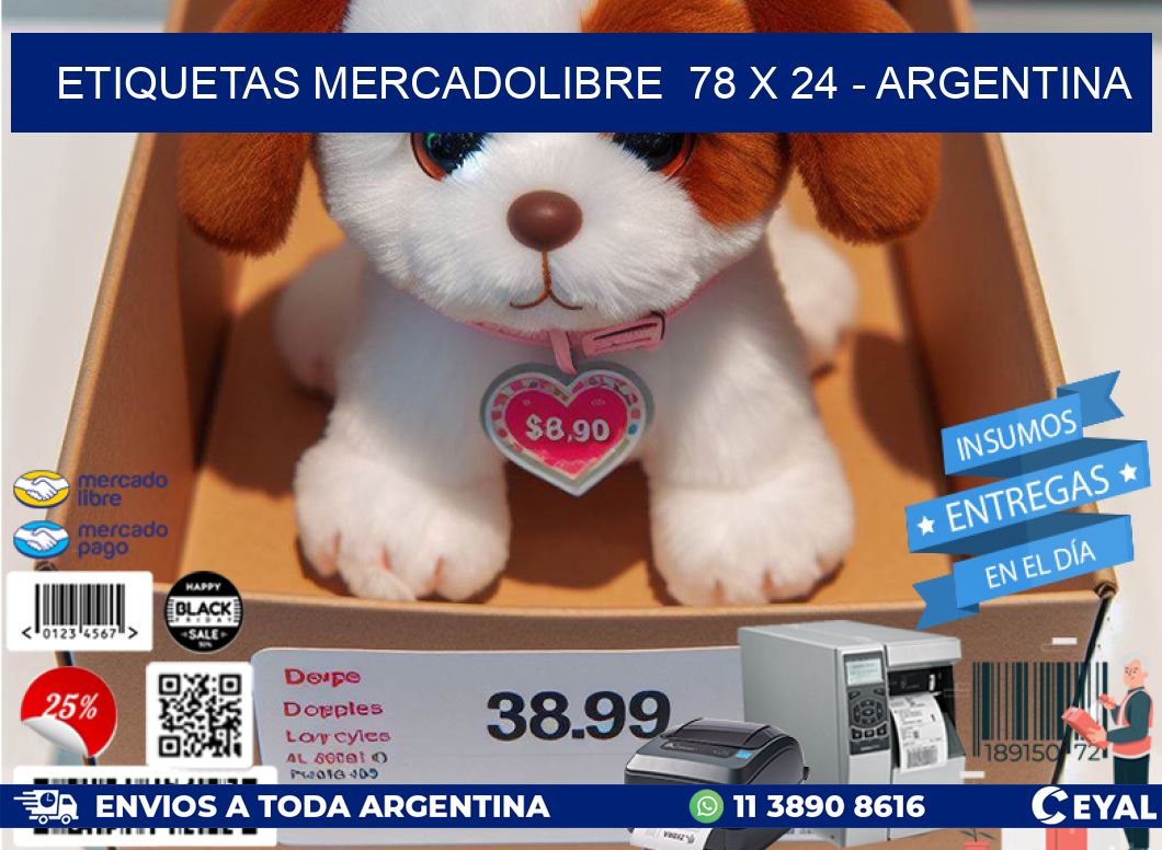 ETIQUETAS MERCADOLIBRE  78 x 24 - ARGENTINA