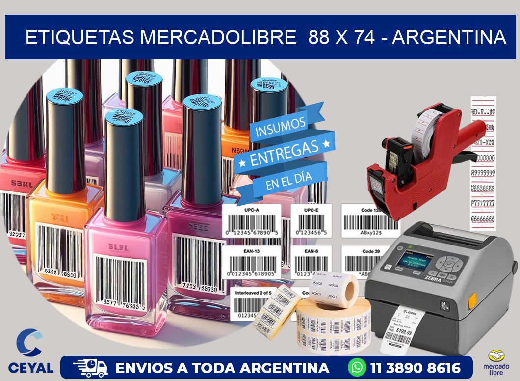 ETIQUETAS MERCADOLIBRE  88 x 74 - ARGENTINA