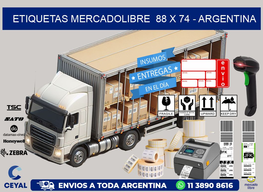 ETIQUETAS MERCADOLIBRE  88 x 74 - ARGENTINA