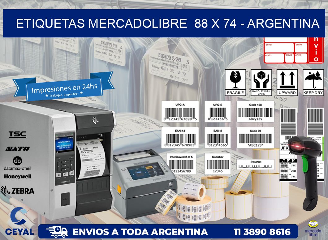 ETIQUETAS MERCADOLIBRE  88 x 74 - ARGENTINA