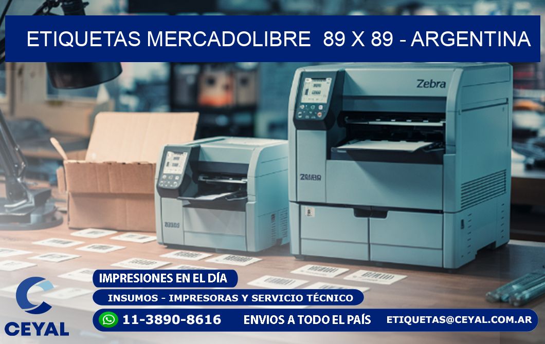 ETIQUETAS MERCADOLIBRE  89 x 89 - ARGENTINA