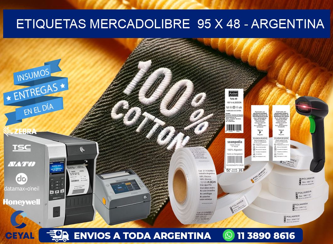 ETIQUETAS MERCADOLIBRE  95 x 48 - ARGENTINA