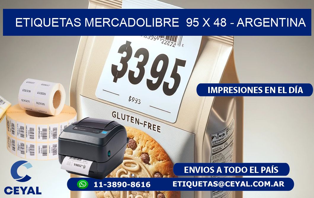 ETIQUETAS MERCADOLIBRE  95 x 48 - ARGENTINA