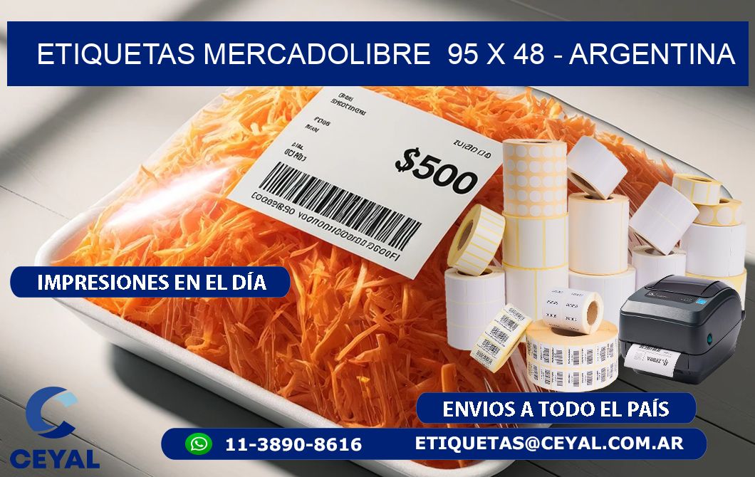 ETIQUETAS MERCADOLIBRE  95 x 48 - ARGENTINA