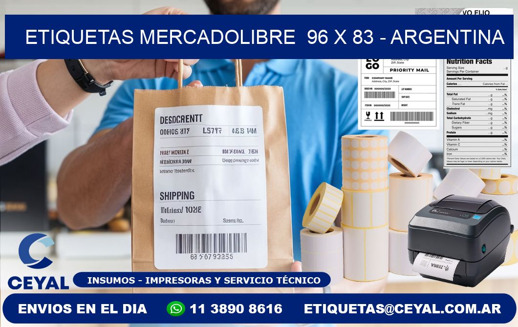 ETIQUETAS MERCADOLIBRE  96 x 83 - ARGENTINA