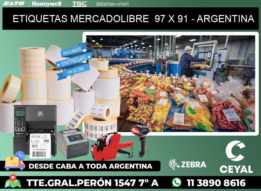 ETIQUETAS MERCADOLIBRE  97 x 91 - ARGENTINA