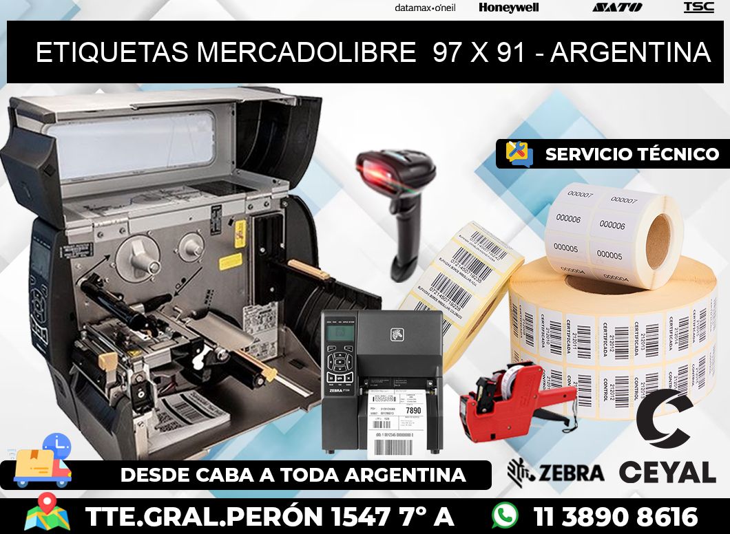 ETIQUETAS MERCADOLIBRE  97 x 91 - ARGENTINA