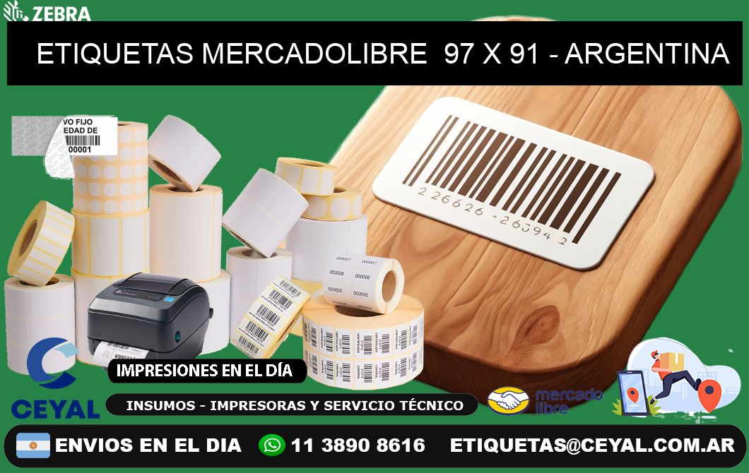 ETIQUETAS MERCADOLIBRE  97 x 91 - ARGENTINA