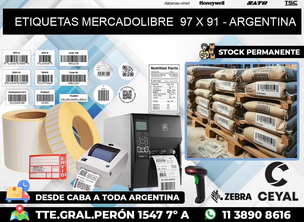 ETIQUETAS MERCADOLIBRE  97 x 91 – ARGENTINA