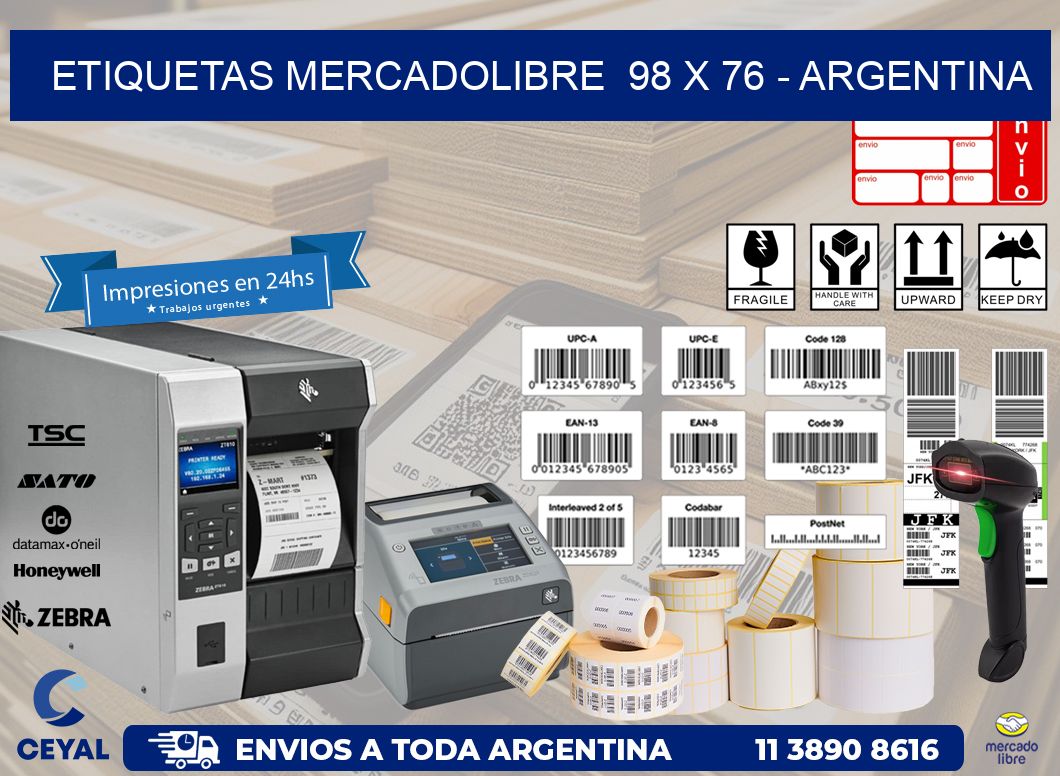 ETIQUETAS MERCADOLIBRE  98 x 76 - ARGENTINA