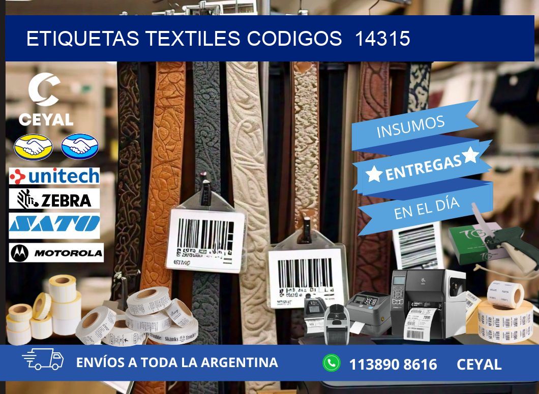 ETIQUETAS TEXTILES CODIGOS  14315