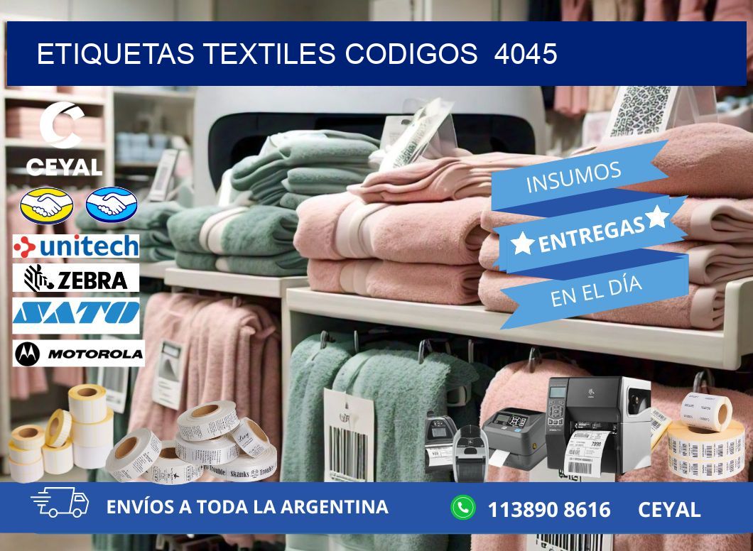 ETIQUETAS TEXTILES CODIGOS  4045