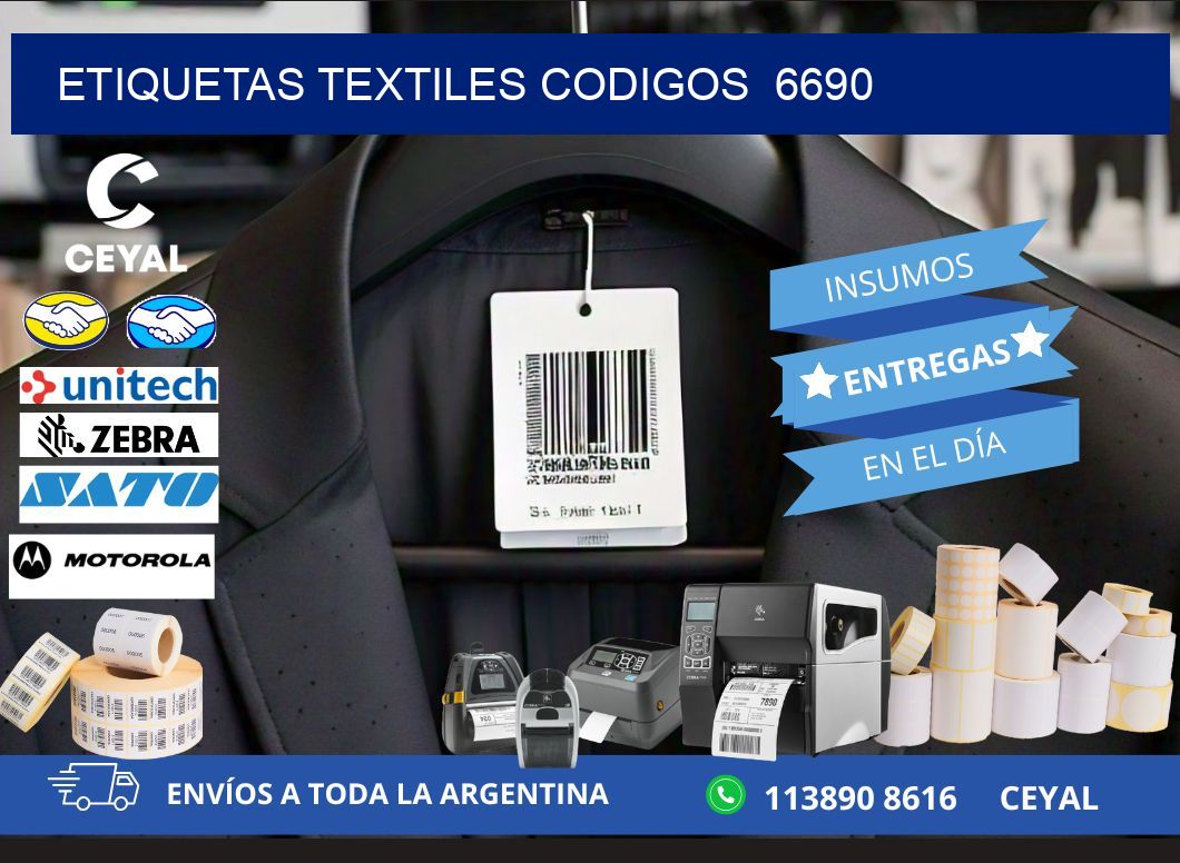 ETIQUETAS TEXTILES CODIGOS  6690