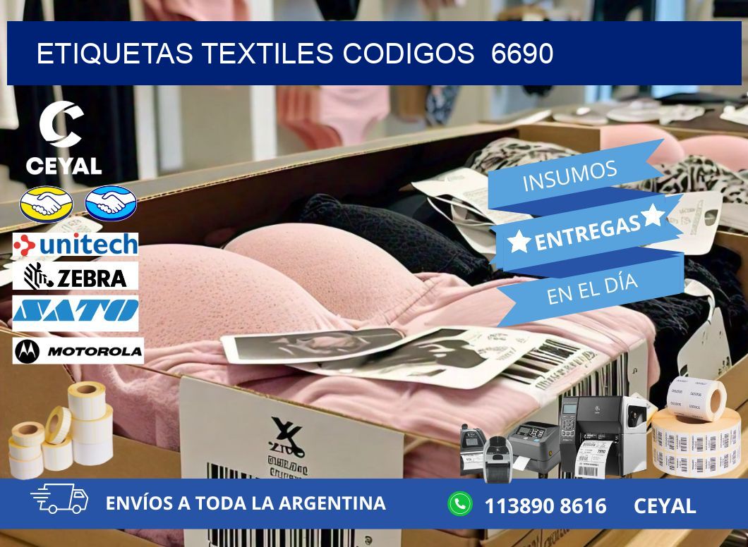 ETIQUETAS TEXTILES CODIGOS  6690