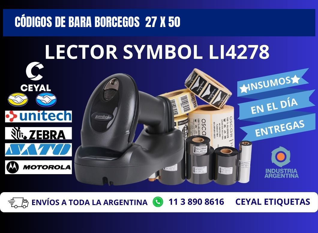 CÓDIGOS DE BARA BORCEGOS  27 x 50