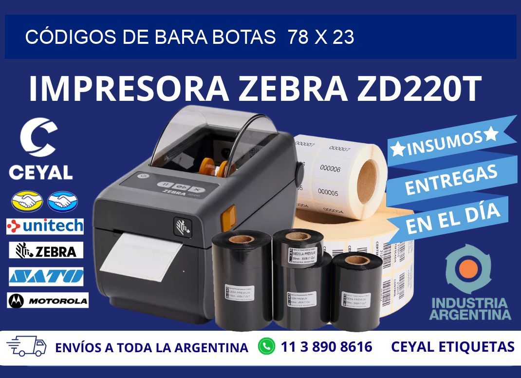 CÓDIGOS DE BARA BOTAS  78 x 23