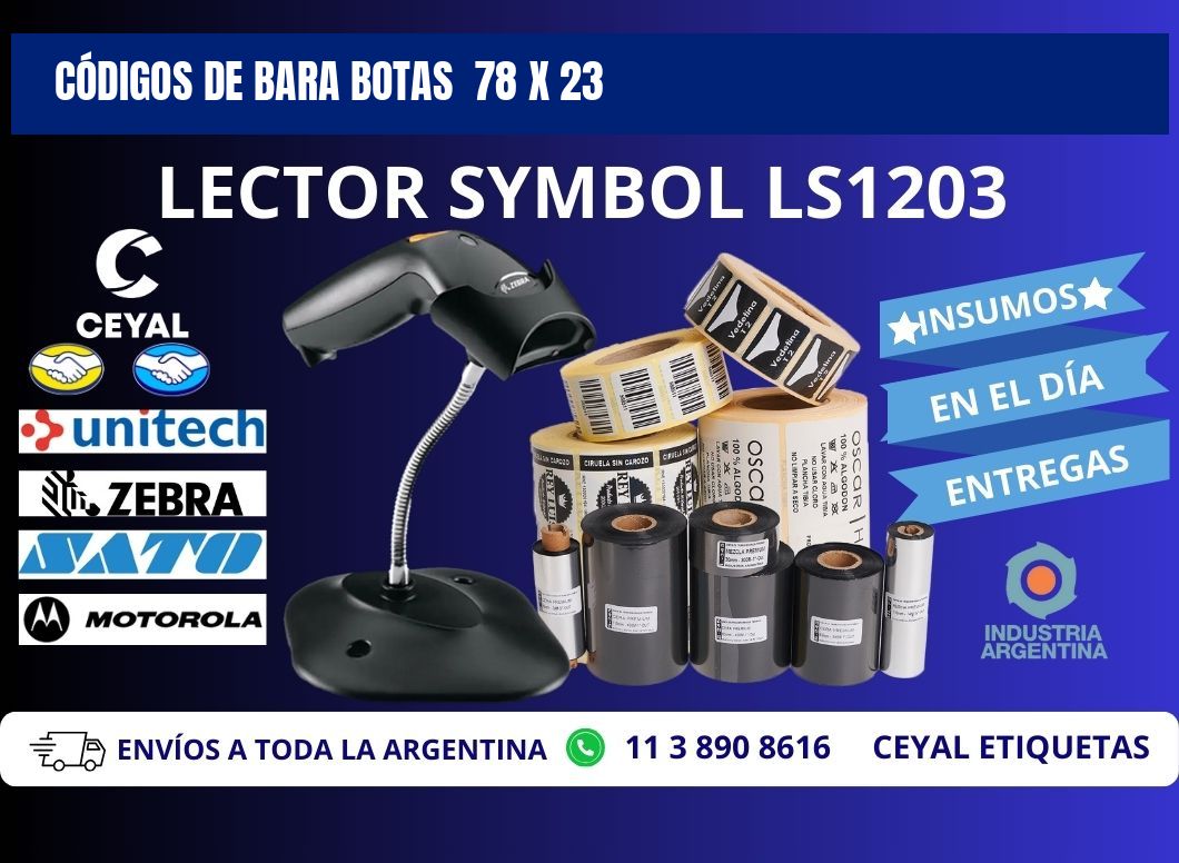 CÓDIGOS DE BARA BOTAS  78 x 23