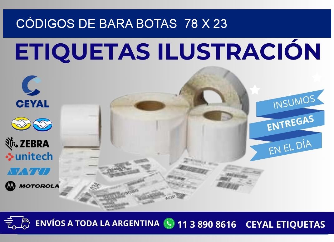 CÓDIGOS DE BARA BOTAS  78 x 23