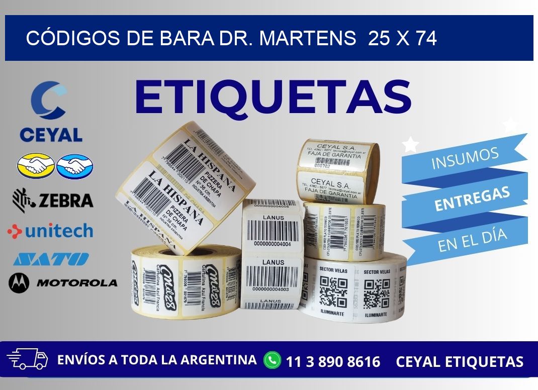 CÓDIGOS DE BARA DR. MARTENS  25 x 74